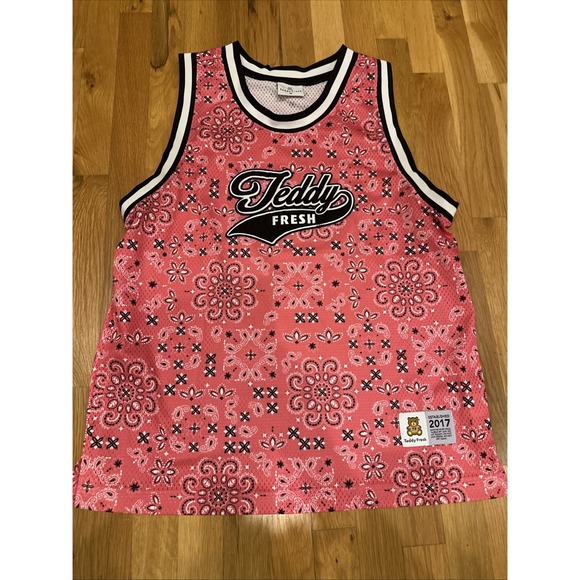 Teddy Fresh Jersey Tank Active Navy Bandana Paisley Pattern Basketball ‎ SZ S - Picture 1 of 4